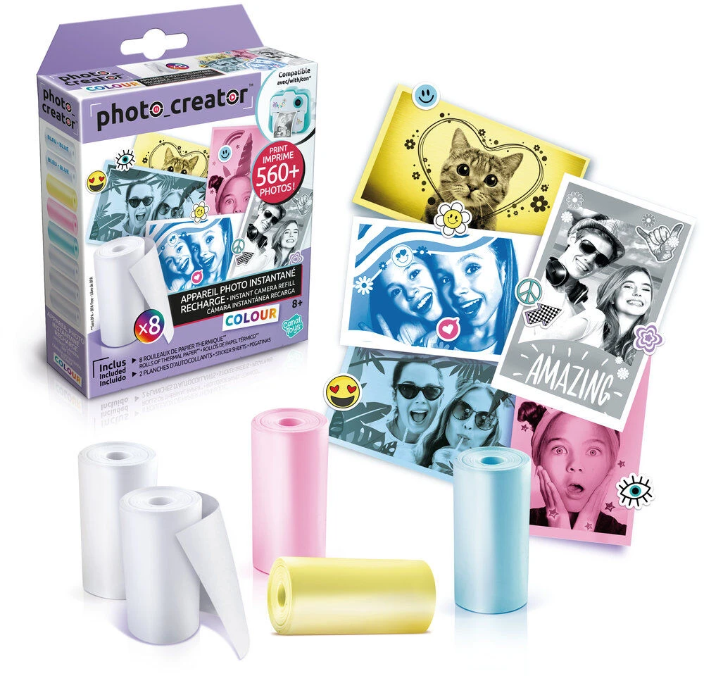 Studio Creator Canal Toys „Photo Creator“ fotopopieriaus papildymo rinkinys, papildomi spalvoto popieriaus ritinėliai, 8 vnt.