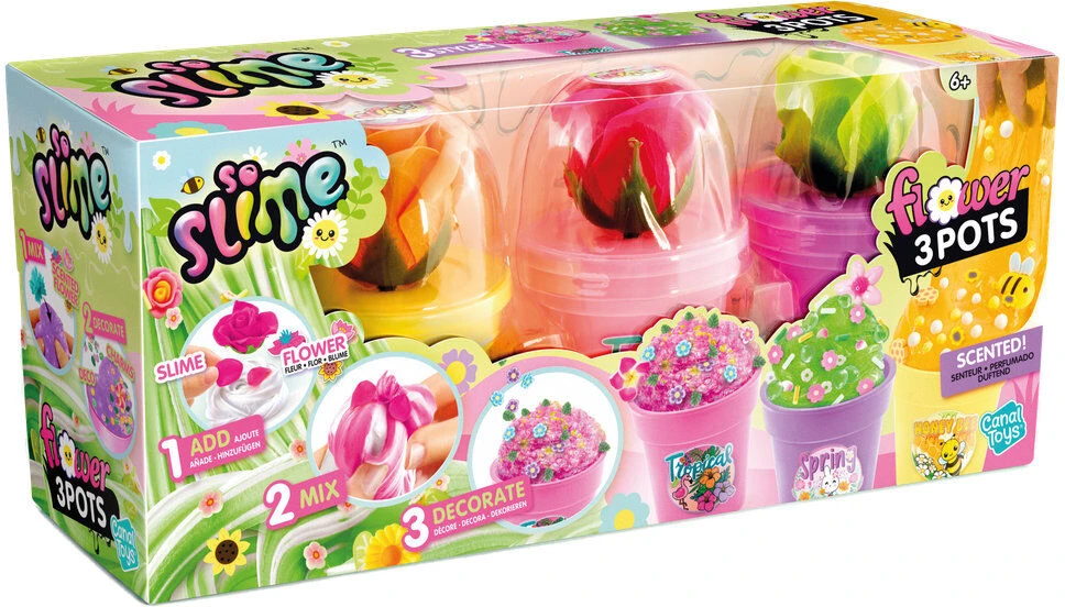 SO SLIME Kūrybinis gleivių rinkinys „Gėlių vazonėlis“, 3 vnt.