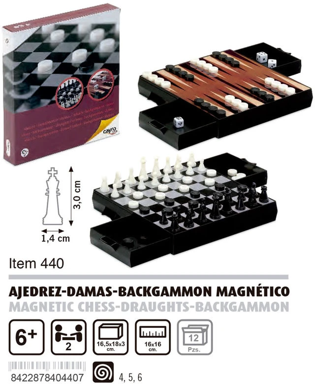 Cayro Square Magnetic Chess Draughts Backgammon