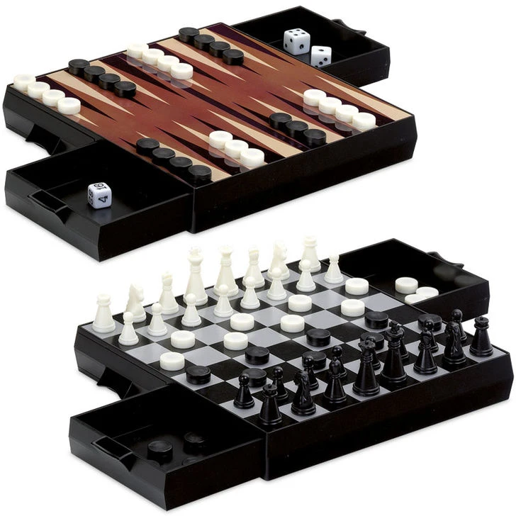 Cayro Square Magnetic Chess Draughts Backgammon
