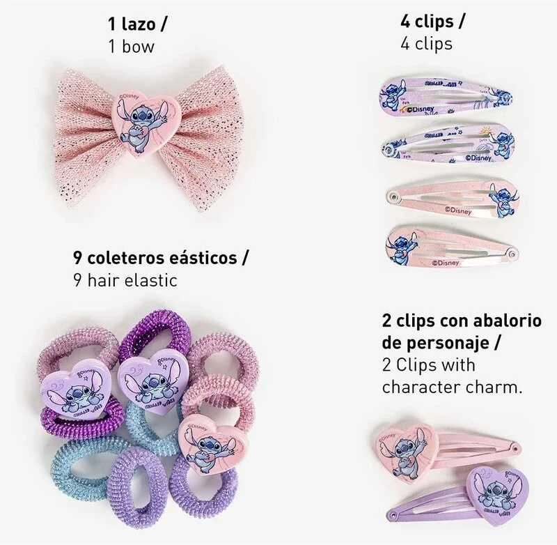 Stitch plaukų aksesuarų rinkinys su segtukais ir gumytėmis