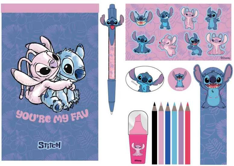 Stitch kanceliarijos rinkinys su sąsiuviniu ir rašikliu