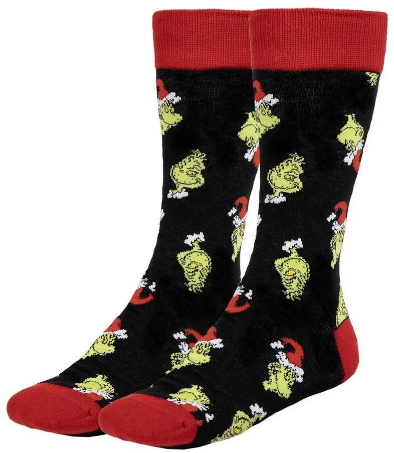 The Grinch juodos kojinės su raudonomis detalėmis