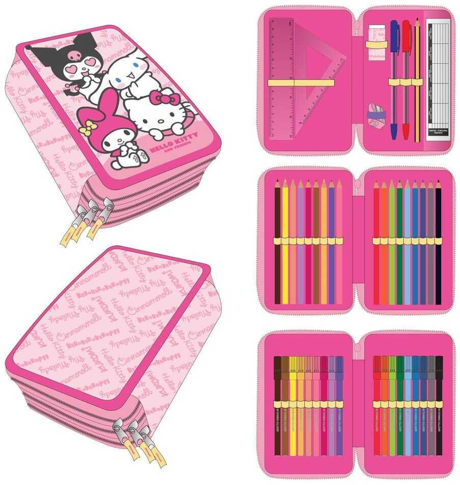 CERDÁ Hello Kitty and Friends triple pencil case
