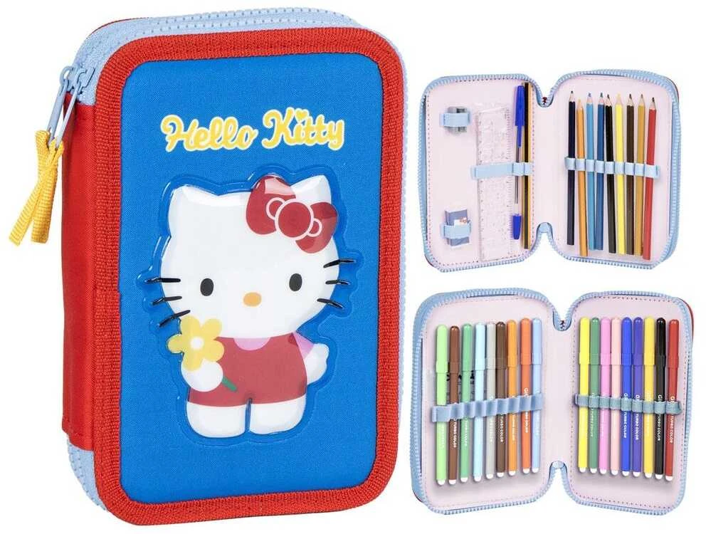 Hello Kitty Mėlynos spalvos pieštukinė su 2 skyriais