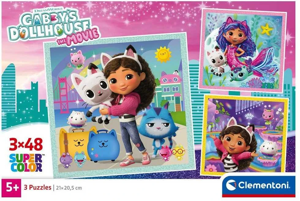 Clementoni Dėlionė 3x48 vnt. - Gabby's Dollhouse