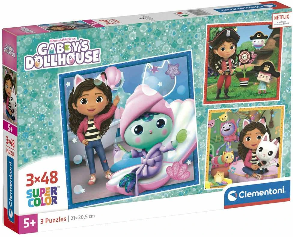 Clementoni Dėlionė 3x48 vnt. - Gabby's Dollhouse