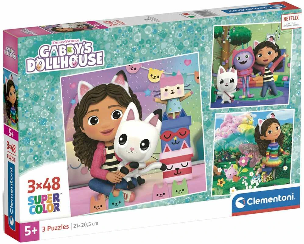 Clementoni Dėlionė 3x48 vnt. - Gabby's Dollhouse
