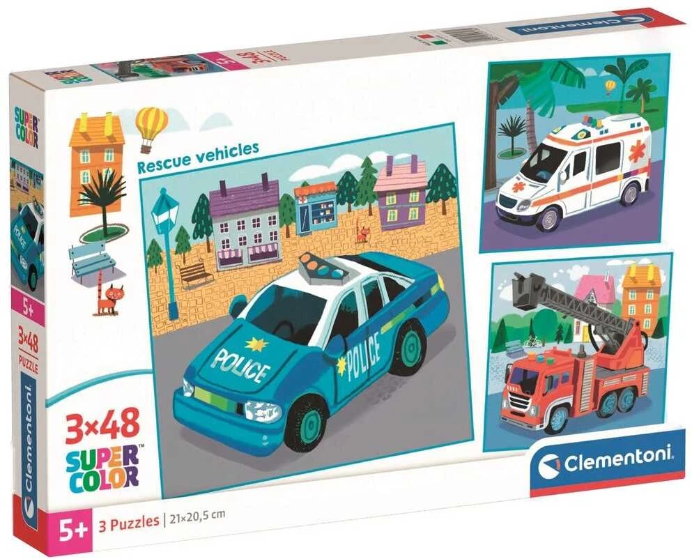 Clementoni Dėlionė 3x48 vnt. - Transporto priemonės