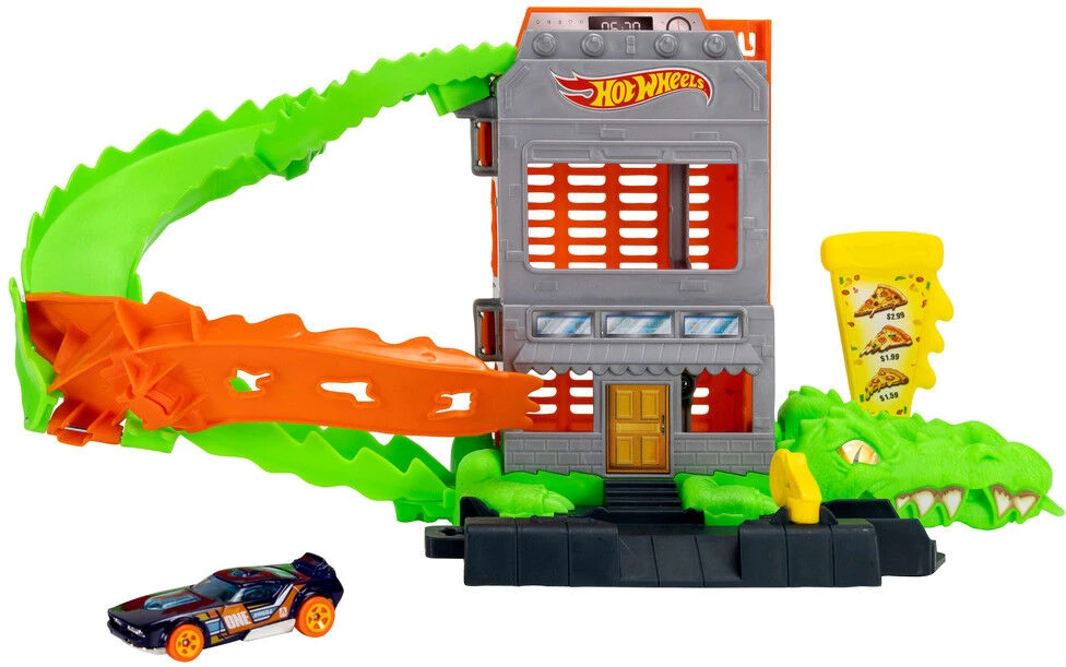 Mattel Žaislinis Hot Wheels automobilis krokodilo ataka picerijoje