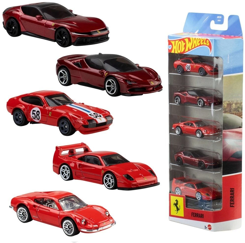 Mattel HOT WHEELS penkių Ferrari automodeliukų rinkinys (JLN12)