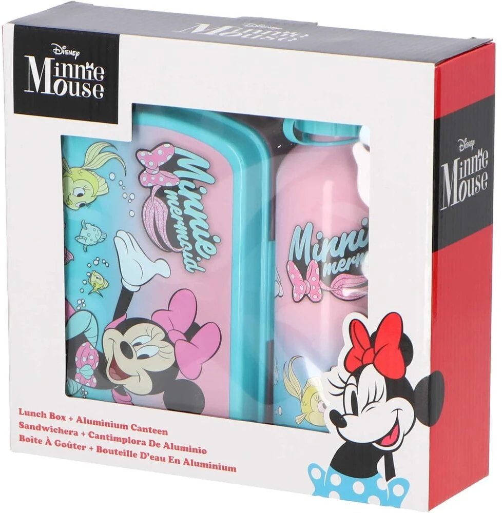 KIDS Minnie pelės aliuminio butelis 500 ml + priešpiečių dėžutė