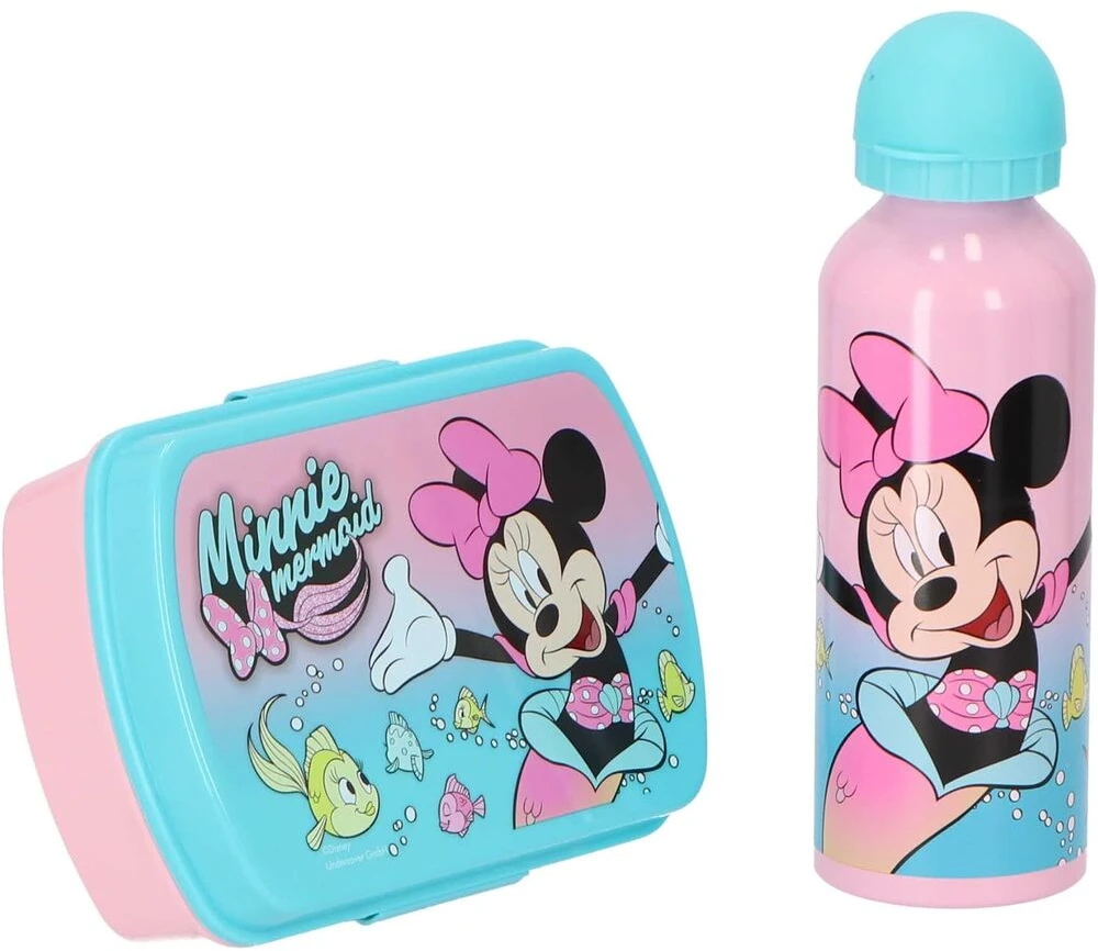 KIDS Minnie pelės aliuminio butelis 500 ml + priešpiečių dėžutė