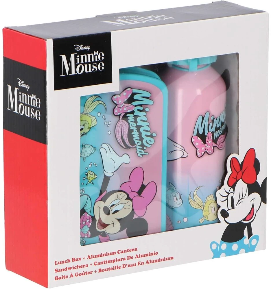 KIDS Minnie pelės aliuminio butelis 500 ml + priešpiečių dėžutė
