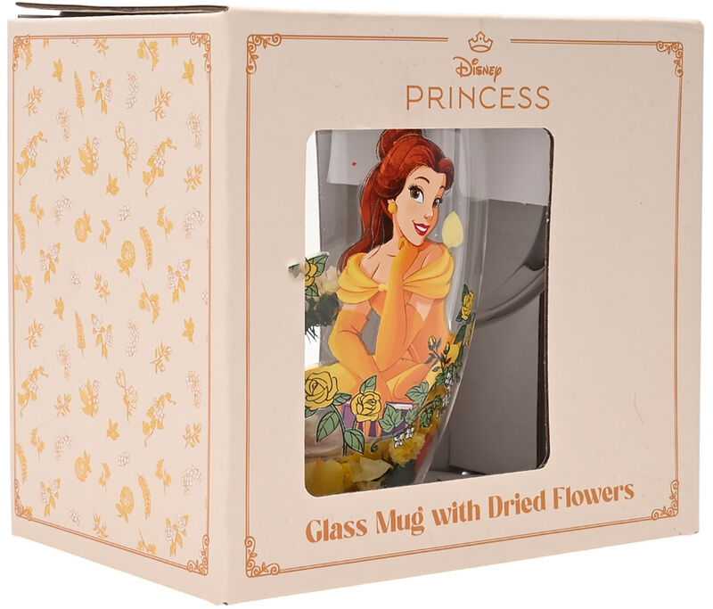 Widdop Co Disney Princess Belle floral decorative glass mug