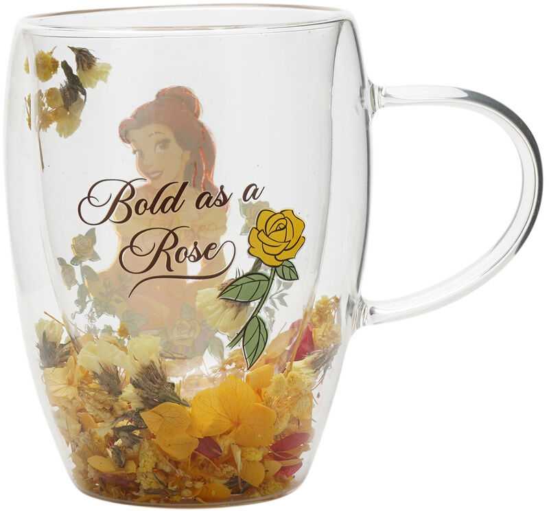 Widdop Co Disney Princess Belle floral decorative glass mug