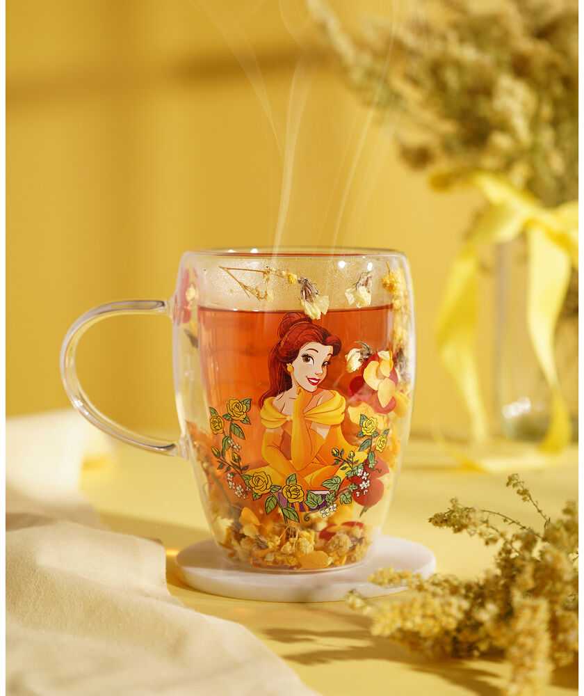Widdop Co Disney Princess Belle floral decorative glass mug