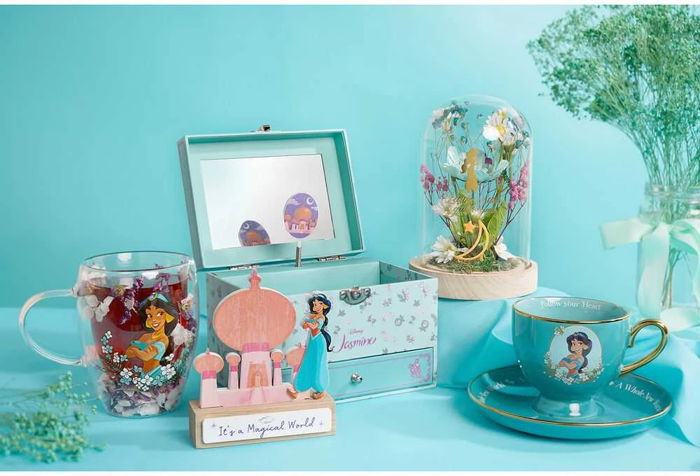 Widdop Co Disney Princess Jasmine floral decorative glass mug