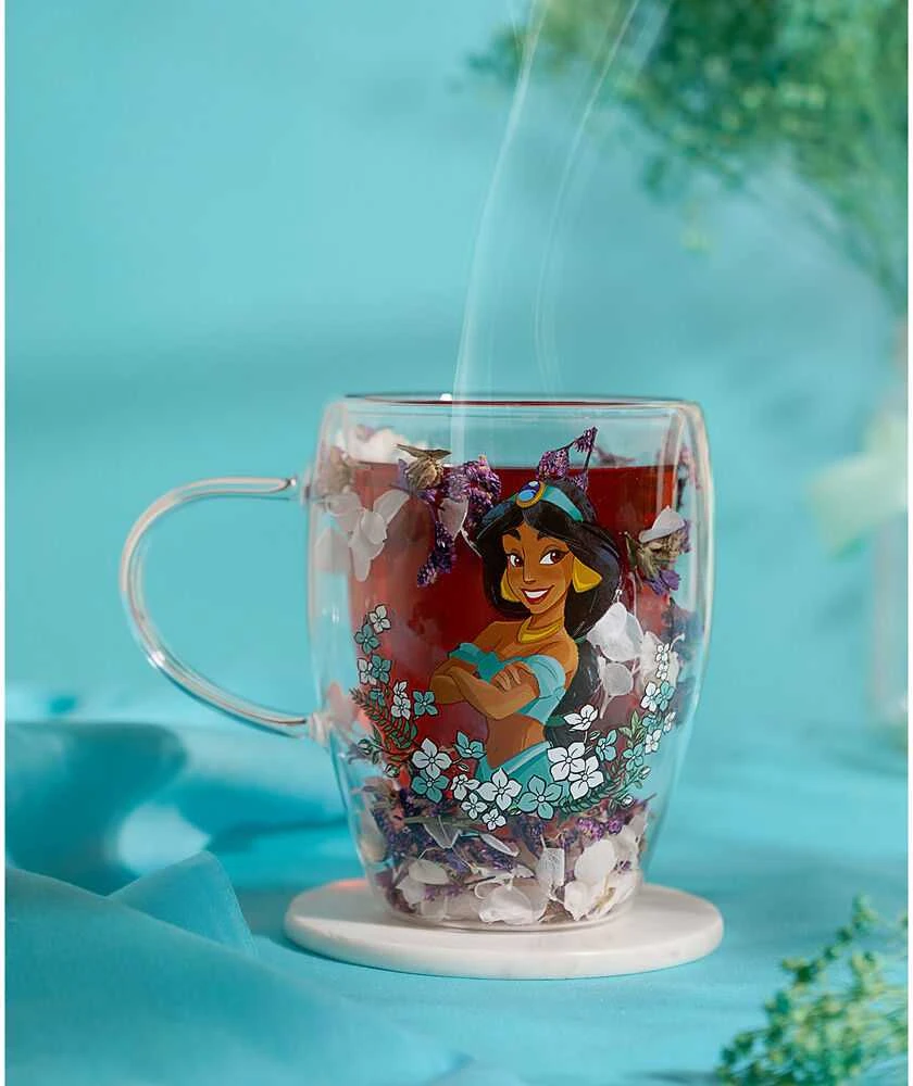 Widdop Co Disney Princess Jasmine floral decorative glass mug