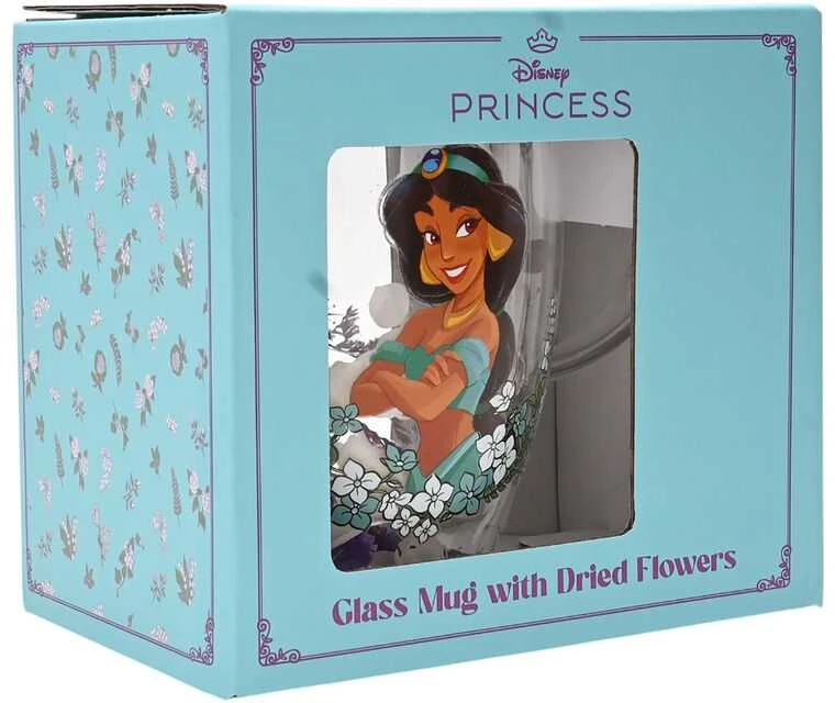 Widdop Co Disney Princess Jasmine floral decorative glass mug
