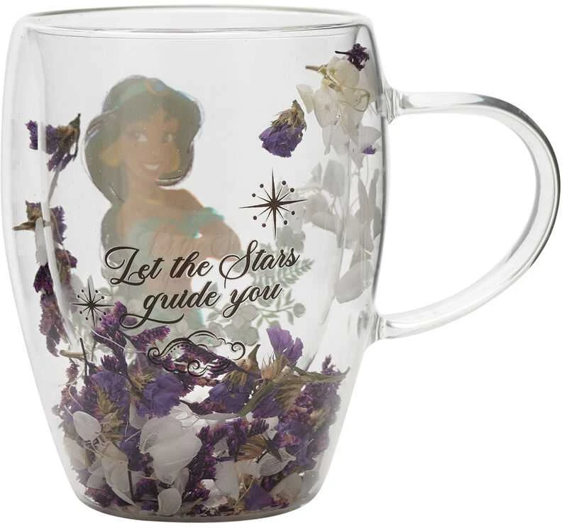 Widdop Co Disney Princess Jasmine floral decorative glass mug