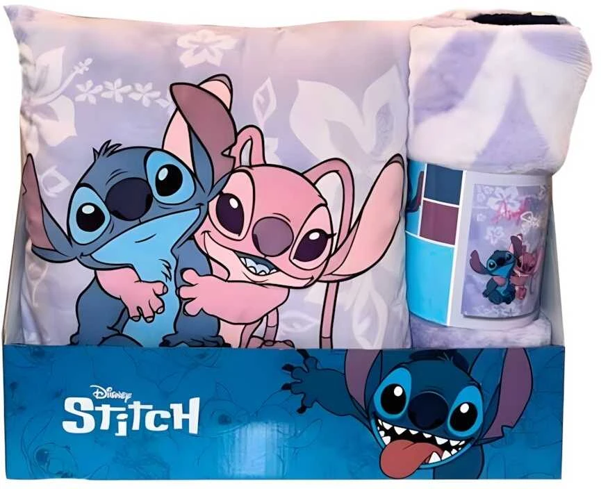 Disney Stitch & Angel polar blanket + cushion set