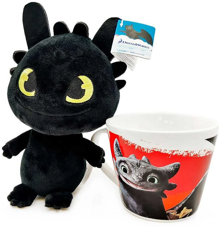 Dreamworks Animation How to Train Your Dragon Toothless Mug + plush toy 18cm