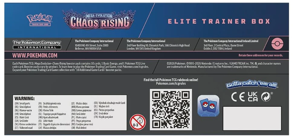 English Pokemon Megaevolution Chaos Rising Elite Trainer Card game case