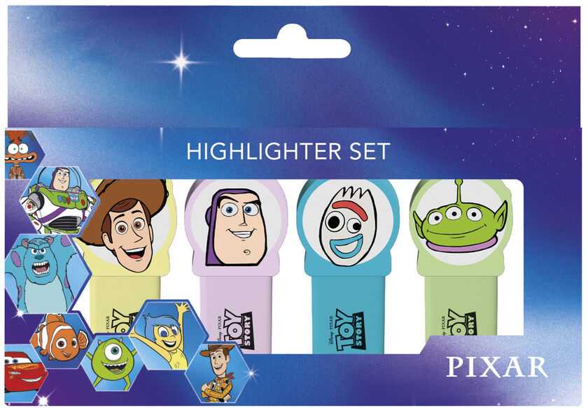 ERIK Disney Pixar Toy Story set of 4 highlighters with topper