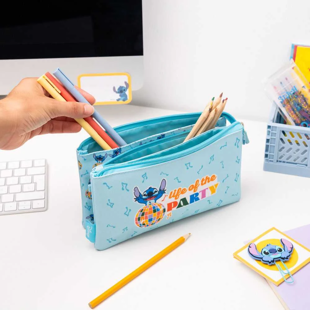 Disney Stitch - 3 skyrių pieštuko dėklas iš „Waves“ kolekcijos