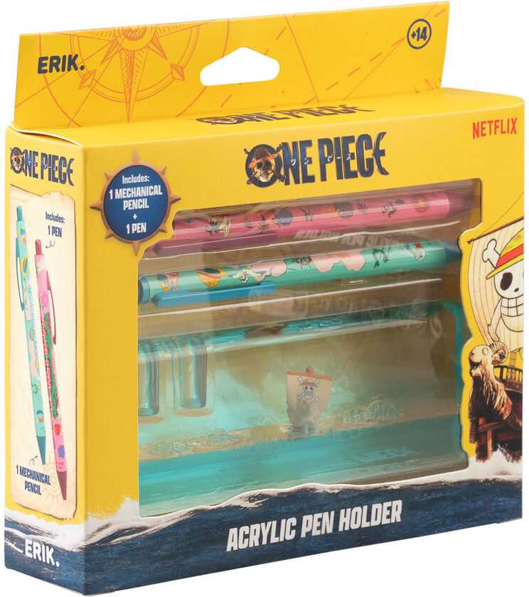 ERIK One Piece Going Merry set of pencil, pen and acrylic stand