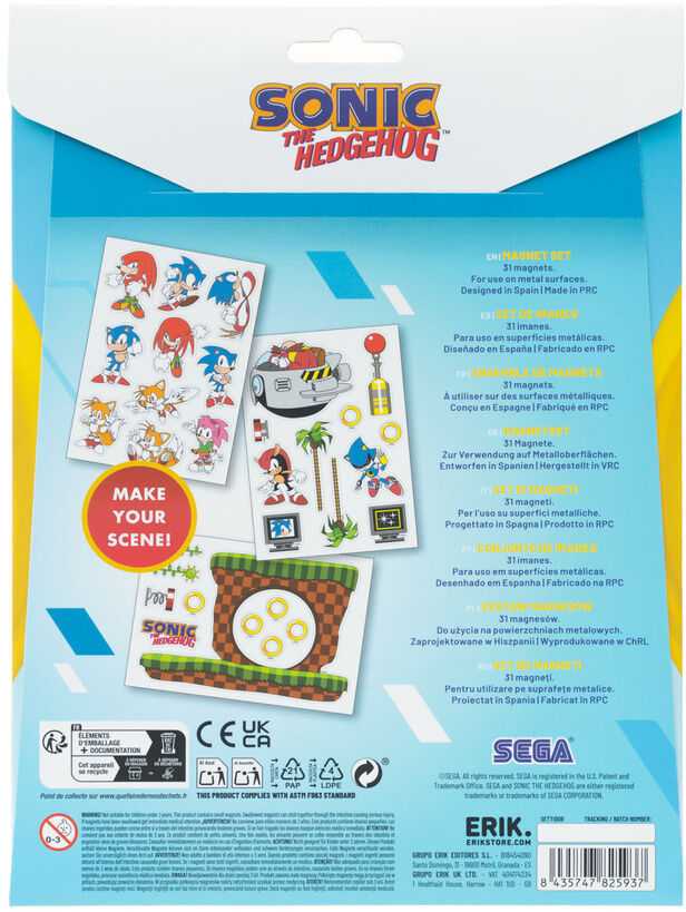 ERIK Sonic the Hedgehog set of die-cut magnets