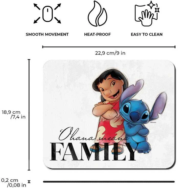 Lilo & Stitch pelės kilimėlis su matmenų schema