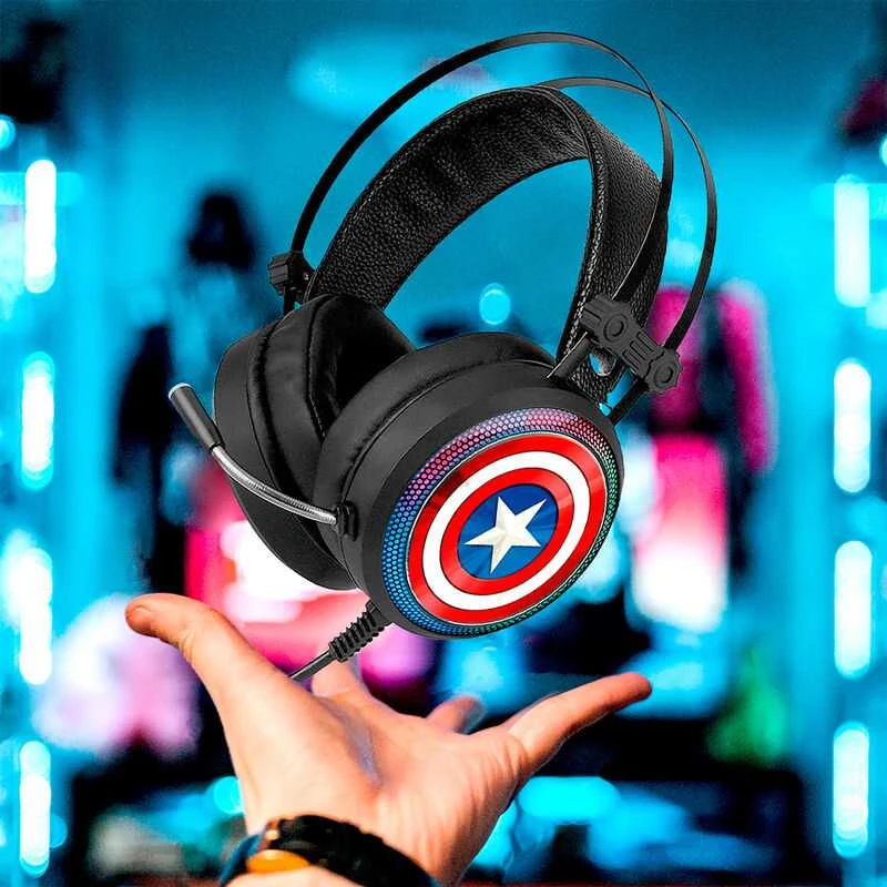 Marvel Captain America žaidimų ausinės su skydo logotipu