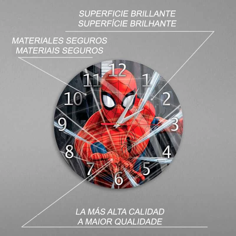 Ert Group Sieninis laikrodis Reloj de Pared Brillo Spiderman 001 Marvel Negro