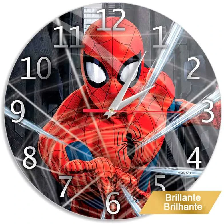 Ert Group Sieninis laikrodis Reloj de Pared Brillo Spiderman 001 Marvel Negro