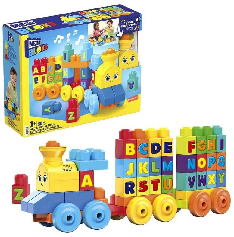 Rinkinys MEGA BLOKS ,,Grojantis traukinys" (50 det.)