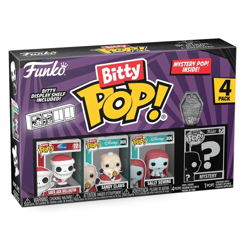 FUNKO Bitty POP! Figūrėlių rinkinys: The Nightmare Before Christmas - Santa Jack, ~3 cm (4 vnt.)