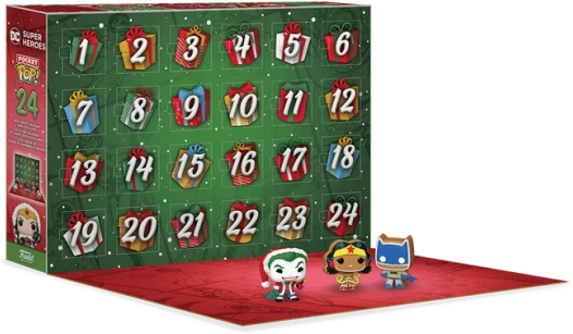 „FUNKO POP! - DC Super Heroes“ Vinilinių figūrėlių advento kalendorius aprašymas - Prekės nuotrauka