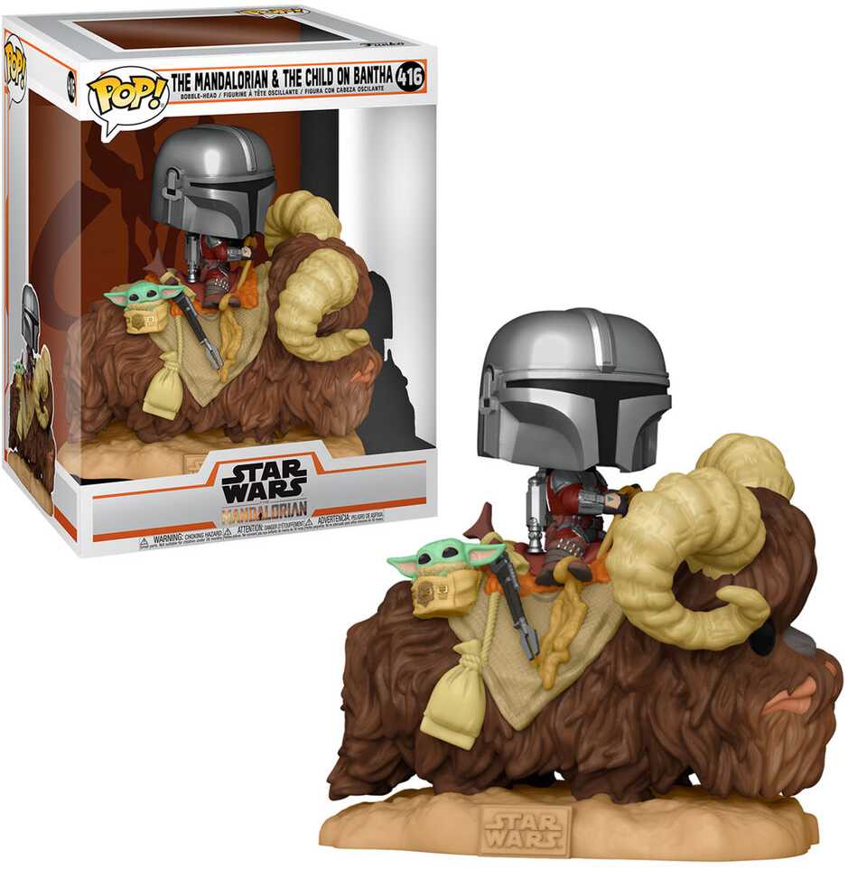 Figūrėlė Funko Pop Deluxe Star Wars - Mando on Bantha with Child in Bag Toy Figure (17.1 cm)