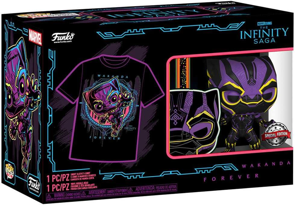 Funko Set figure POP & Tee Marvel Wakanda Forever Juodas Panther Exclusive