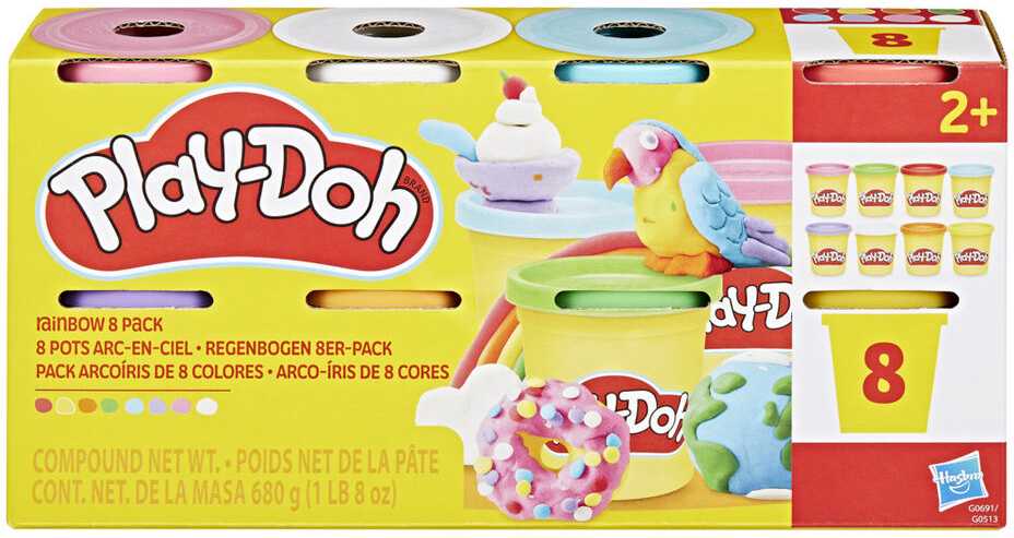 Usorteret Play-Doh 8 vnt. pakuotė, po 680 g – vaivorykštės spalvos