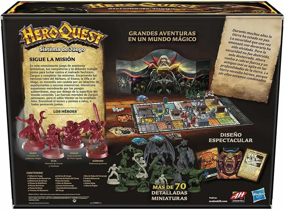 Hasbro Spanish Avalon Hill Dungeon Adventures HeroQuest board game