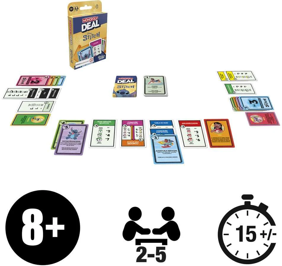 Hasbro Spanish Disney Stitch Monopoly Deal game