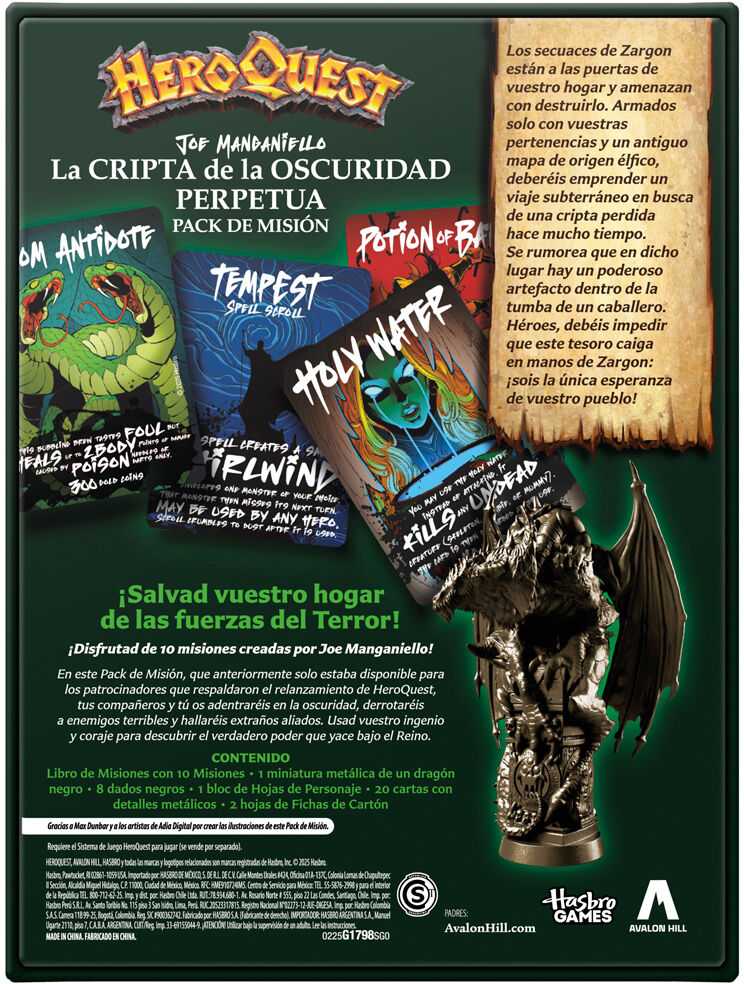 Hasbro Spanish HeroQuest The Crypt of Darkness Expansion Board game