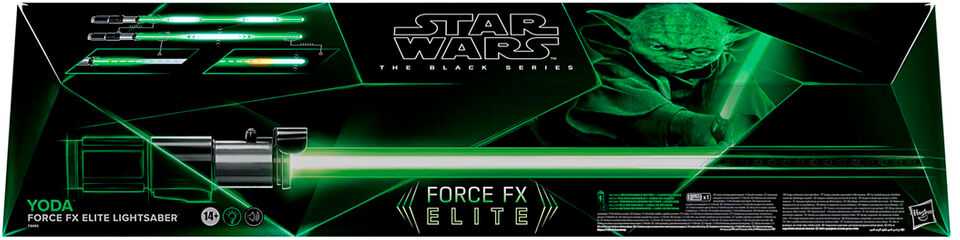 „Hasbro Yoda“ elektroninis šviesos kardas „Force FX Elite“ su šviesos diodais ir aukščiausios kokybės garso efektais, 14 metų ir vyresni, „Žvaigždžių karai“ Juodas serija