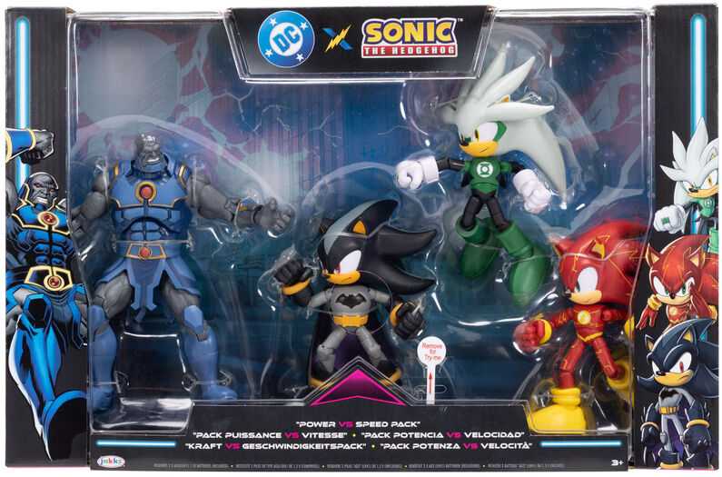 Sonicdc Comics DC x Sonic the Hedgehog – 5 colių figūrėlių rinkinys „Power vs Speed“, 4 vnt. pakuotėje (429094)