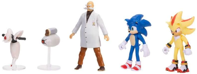 Jakks Pacific „Sonic 3 The Hedgehog“ 5 dalių figūrėlių rinkinys, skirtas filmų kolekcijai (3+)