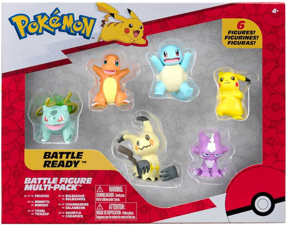 Jazwares Pokémon rinkinys iš 6 figūrėlių BATTLE READY MULTI-PACK Pikachu, Mimikyu, Toxel..