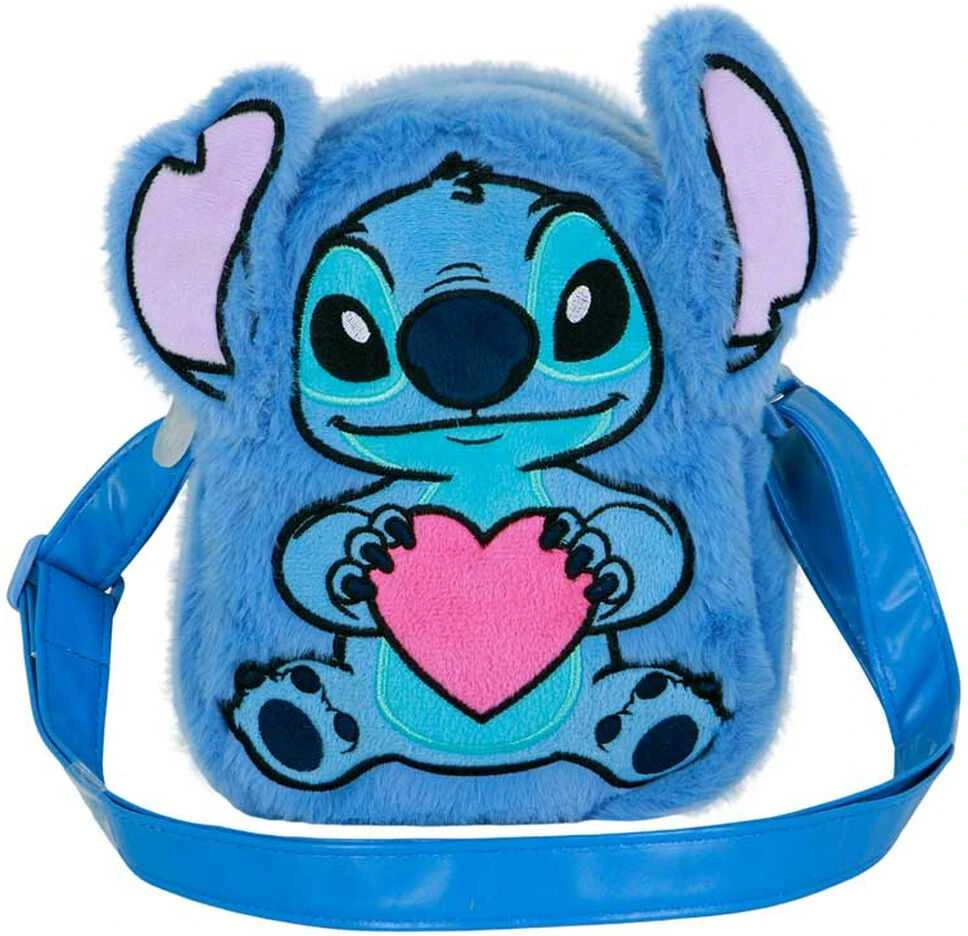 Stitch pūkuotas krepšys per petį su širdele